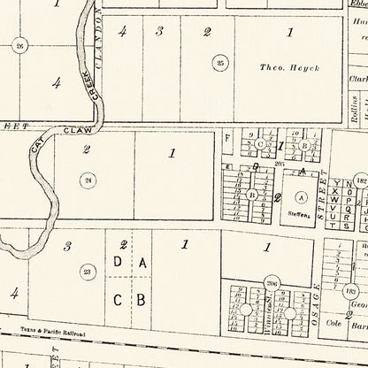 Vintage Map of Abilene, Texas, 1885