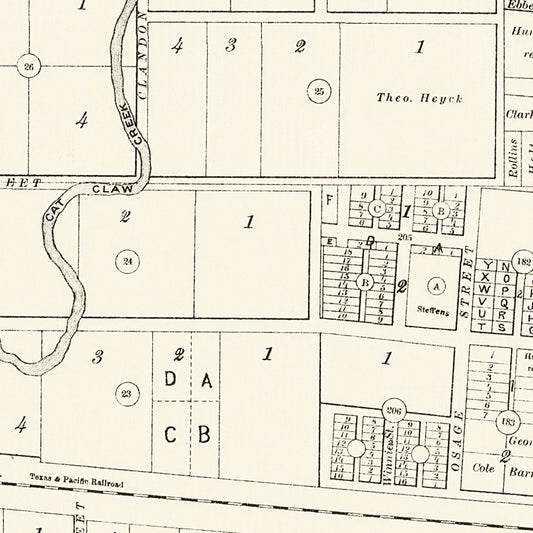 Vintage Map of Abilene, Texas, 1885