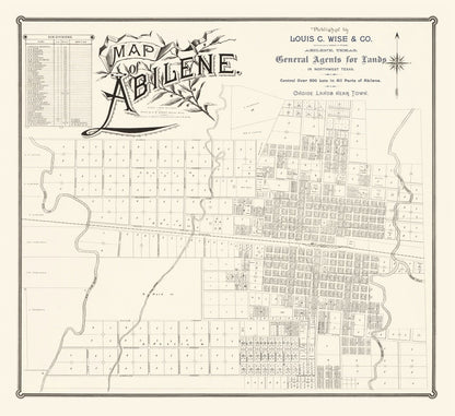 Vintage Map of Abilene, Texas, 1885
