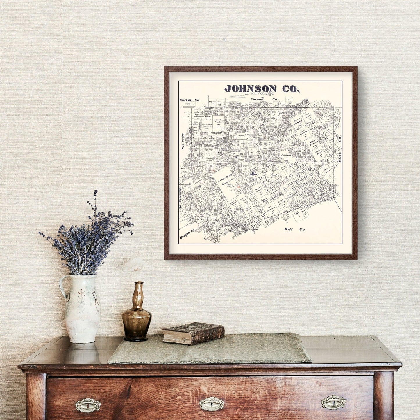 Vintage Map of Johnson County, Texas, 1887