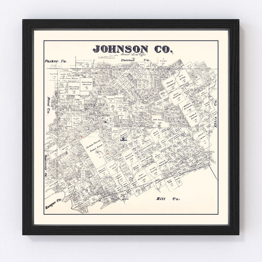 Vintage map of Johnson County, Texas, 1887