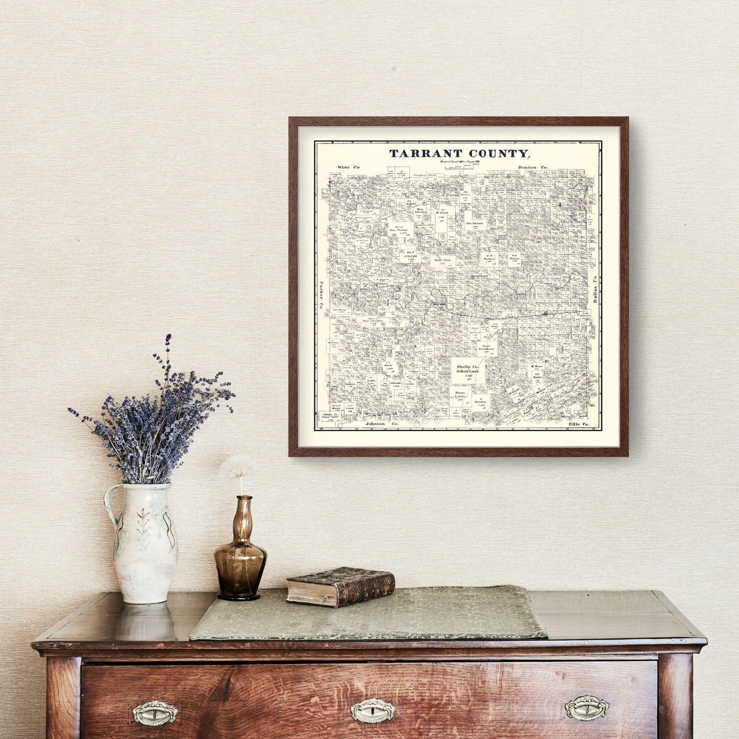 Vintage Map of Tarrant County, Texas, 1885 (Fort Worth Area)