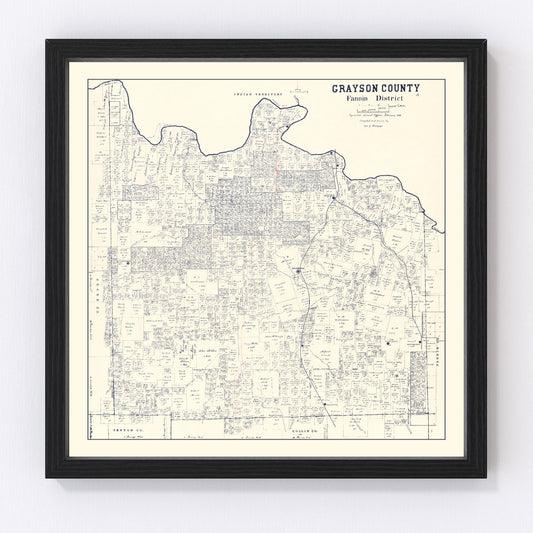 Vintage map of Grayson County, Texas, 1885