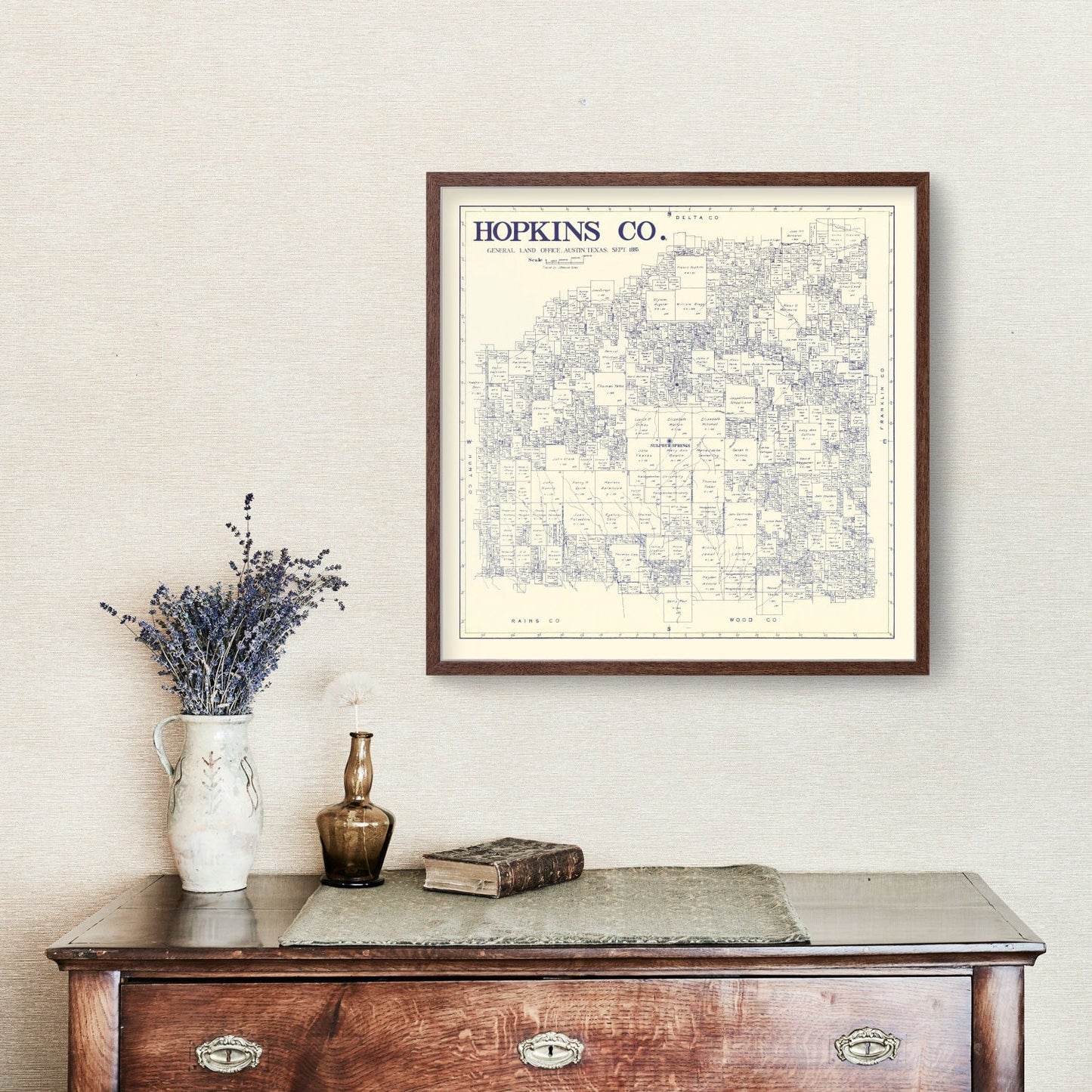 Vintage Map of Hopkins County, Texas, 1885