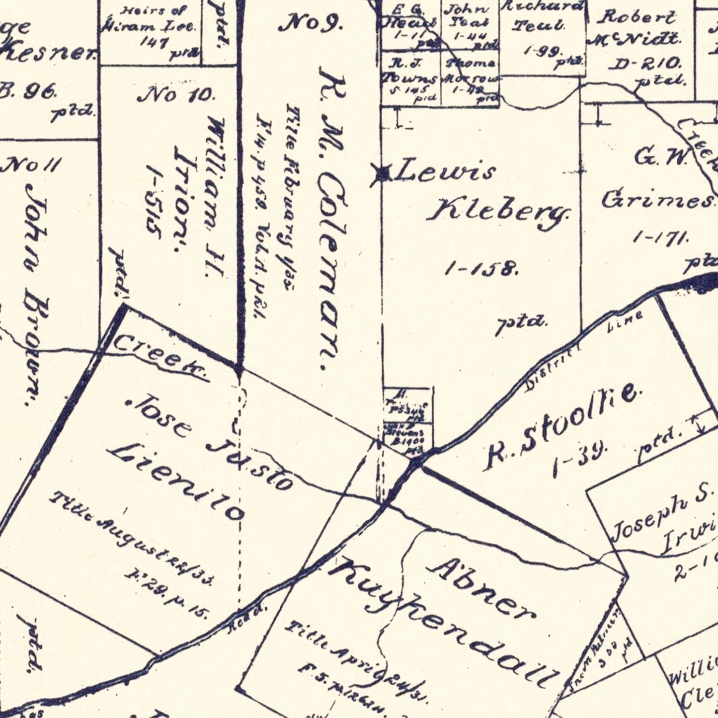 Vintage Map of Lee County, Texas, 1888