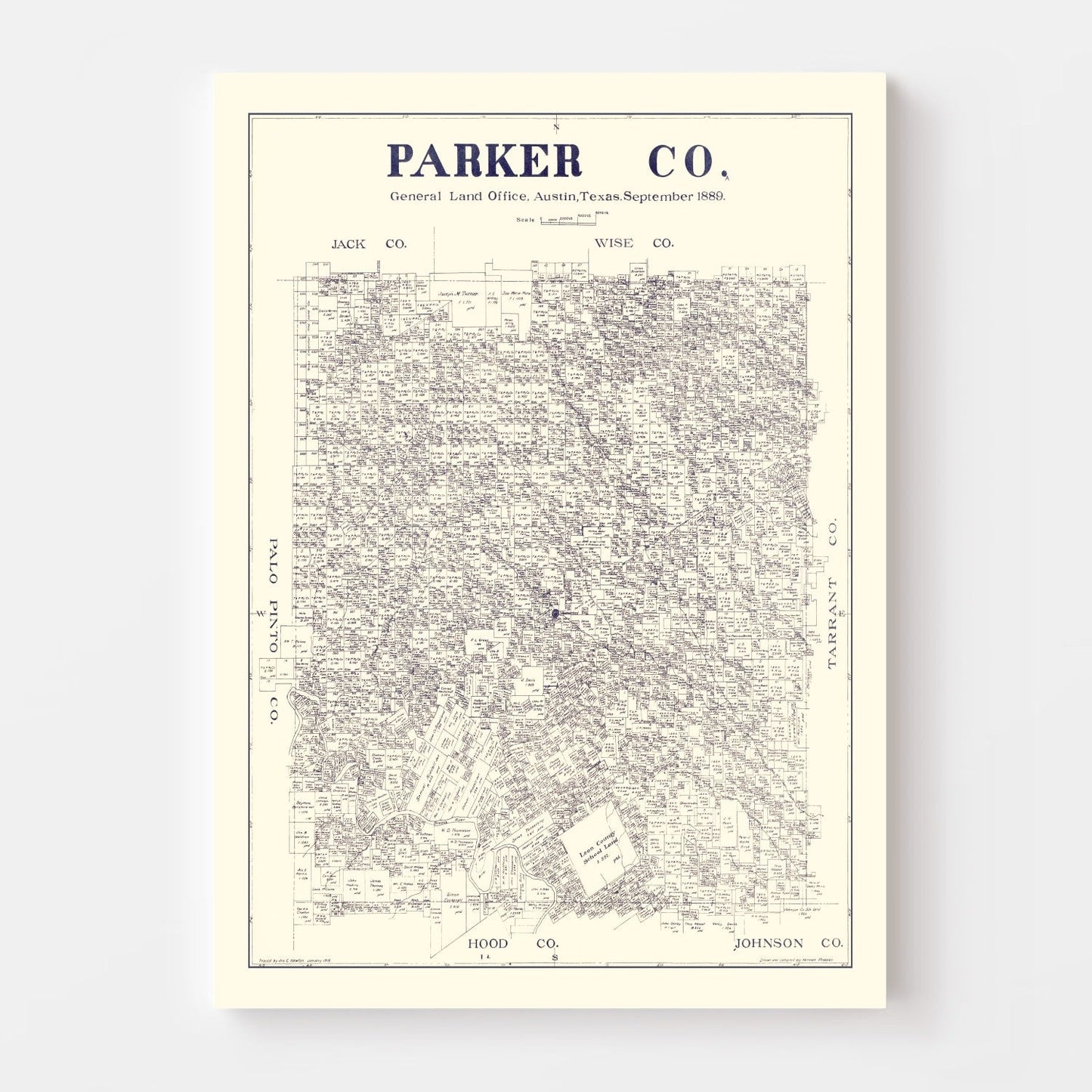Vintage Map of Parker County, Texas, 1889 II