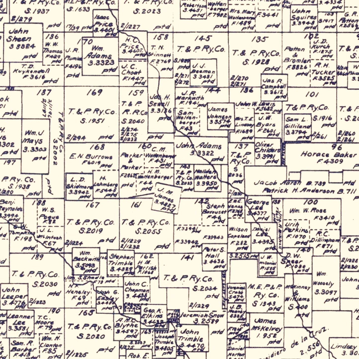 Vintage Map of Parker County, Texas, 1889 II