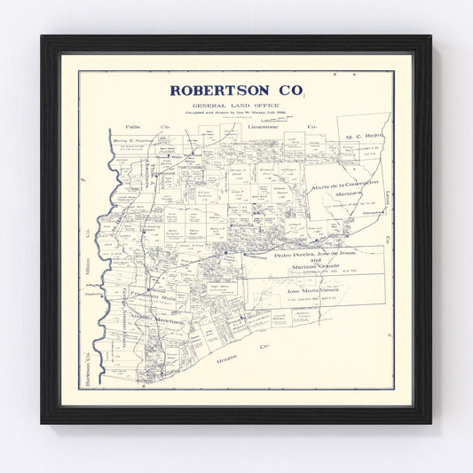 Vintage map of Robertson County, Texas, 1889