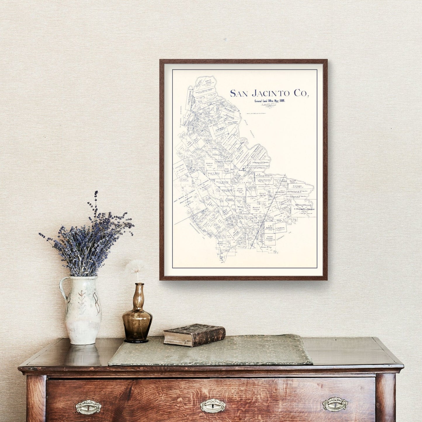 Vintage Map of San Jacinto County, Texas, 1889