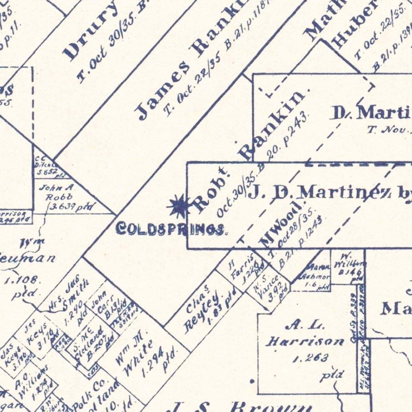 Vintage Map of San Jacinto County, Texas, 1889