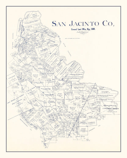 Vintage Map of San Jacinto County, Texas, 1889