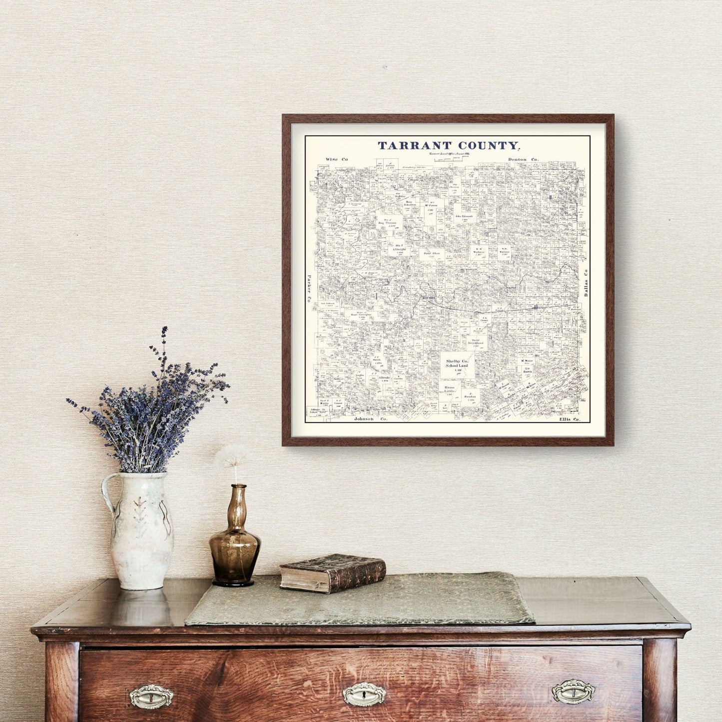 Vintage Map of Tarrant County, Texas, 1885 II