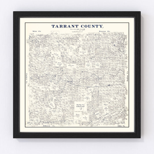 vintage map of Tarrant County, Texas, 1885