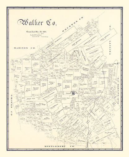 Vintage Map of Walker County, Texas 1889