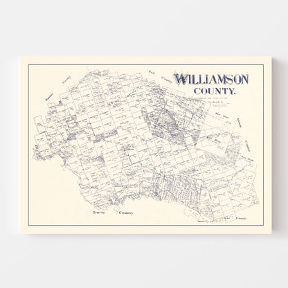 Vintage Map of Williamson County, Texas, 1888