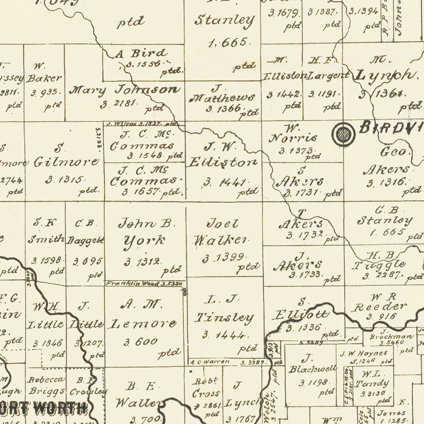 Vintage Map of Tarrant County, Texas, 1888