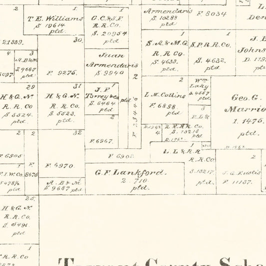 Vintage Map of Wichita County, Texas, 1889