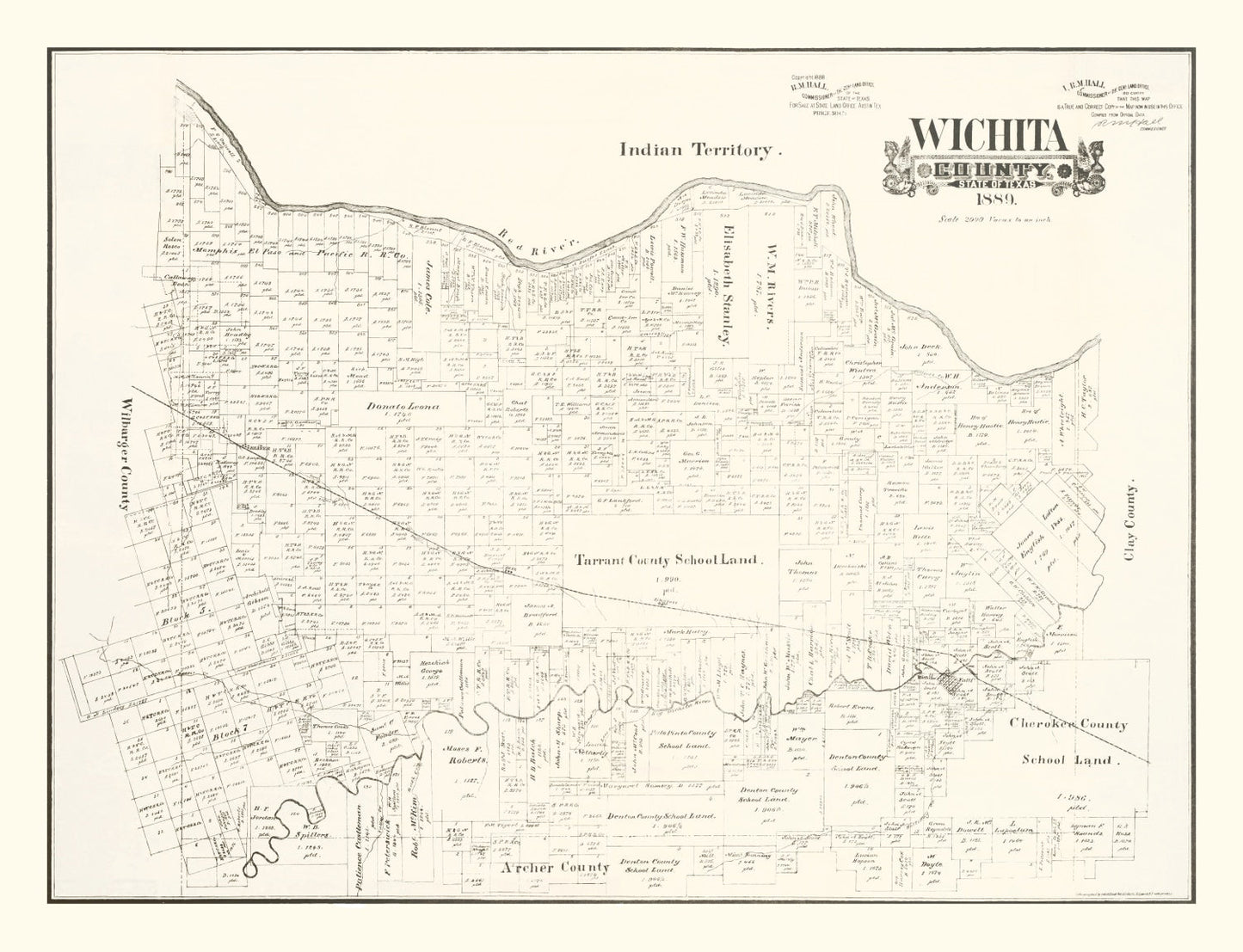 Vintage Map of Wichita County, Texas, 1889