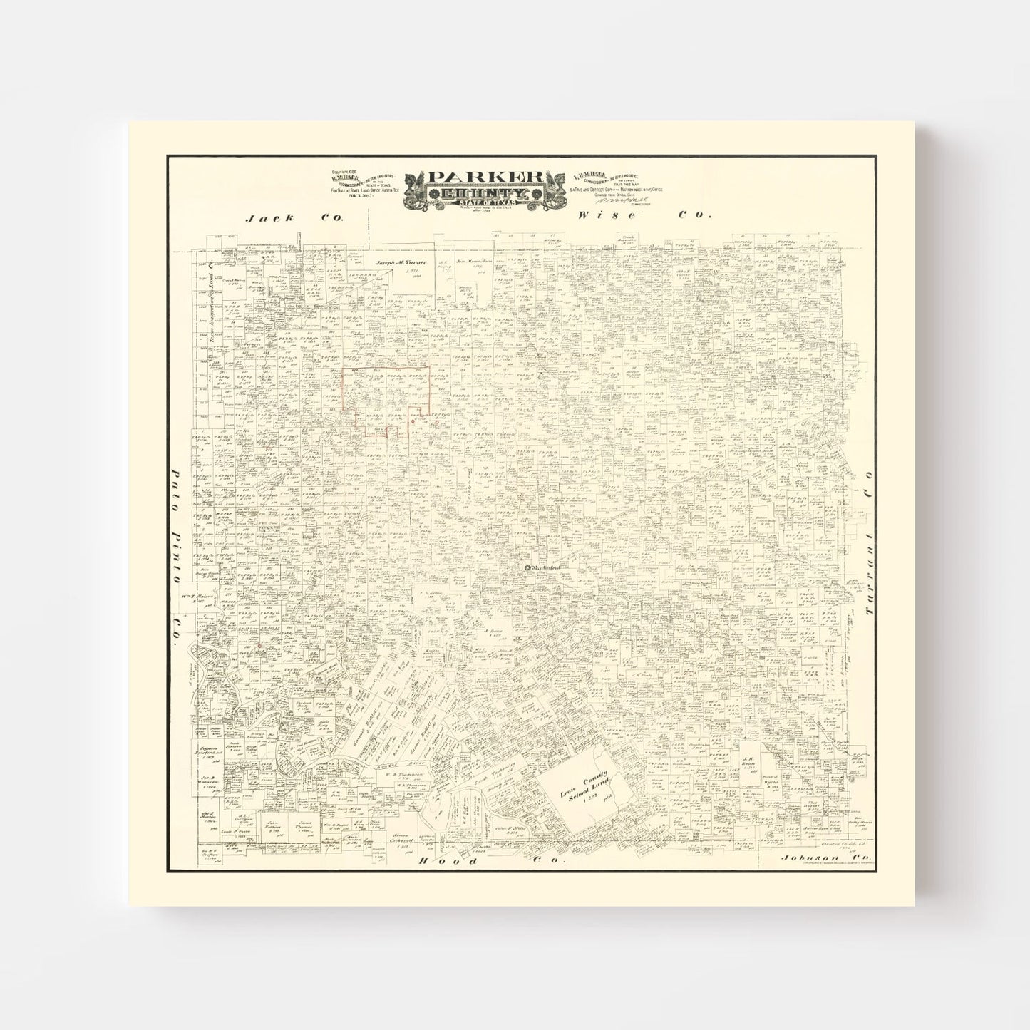 Vintage Map of Parker County, Texas, 1889
