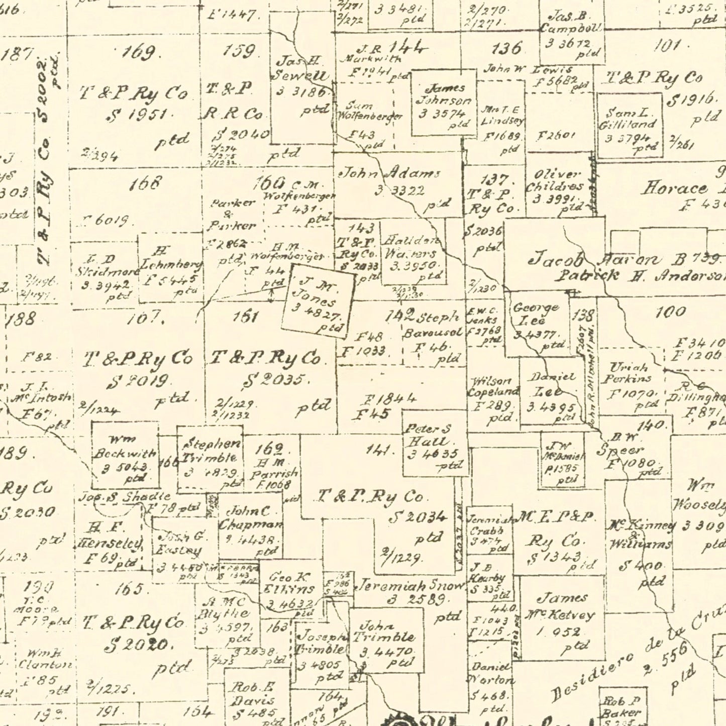 Vintage Map of Parker County, Texas, 1889