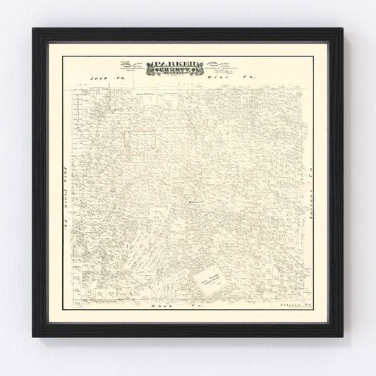 Vintage map of Parker County, Texas, 1889