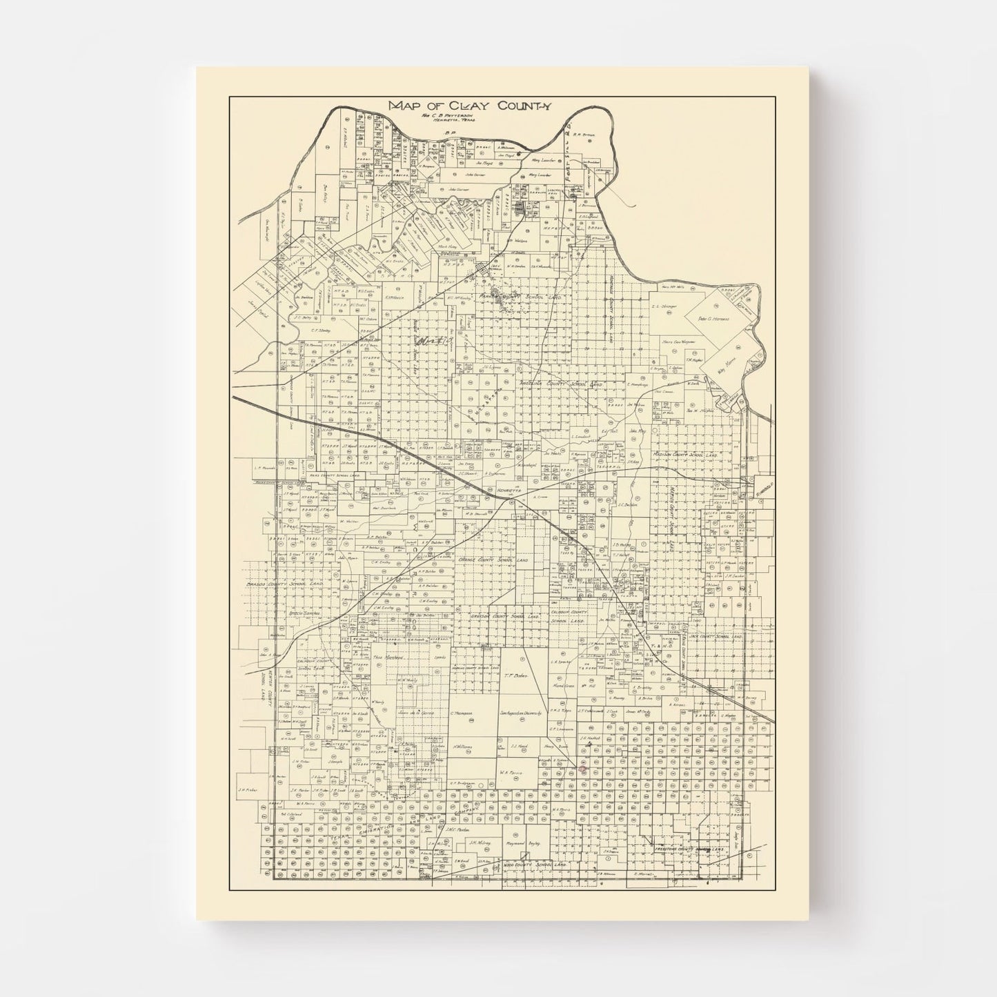 Vintage Map of Clay County, Texas, 1882
