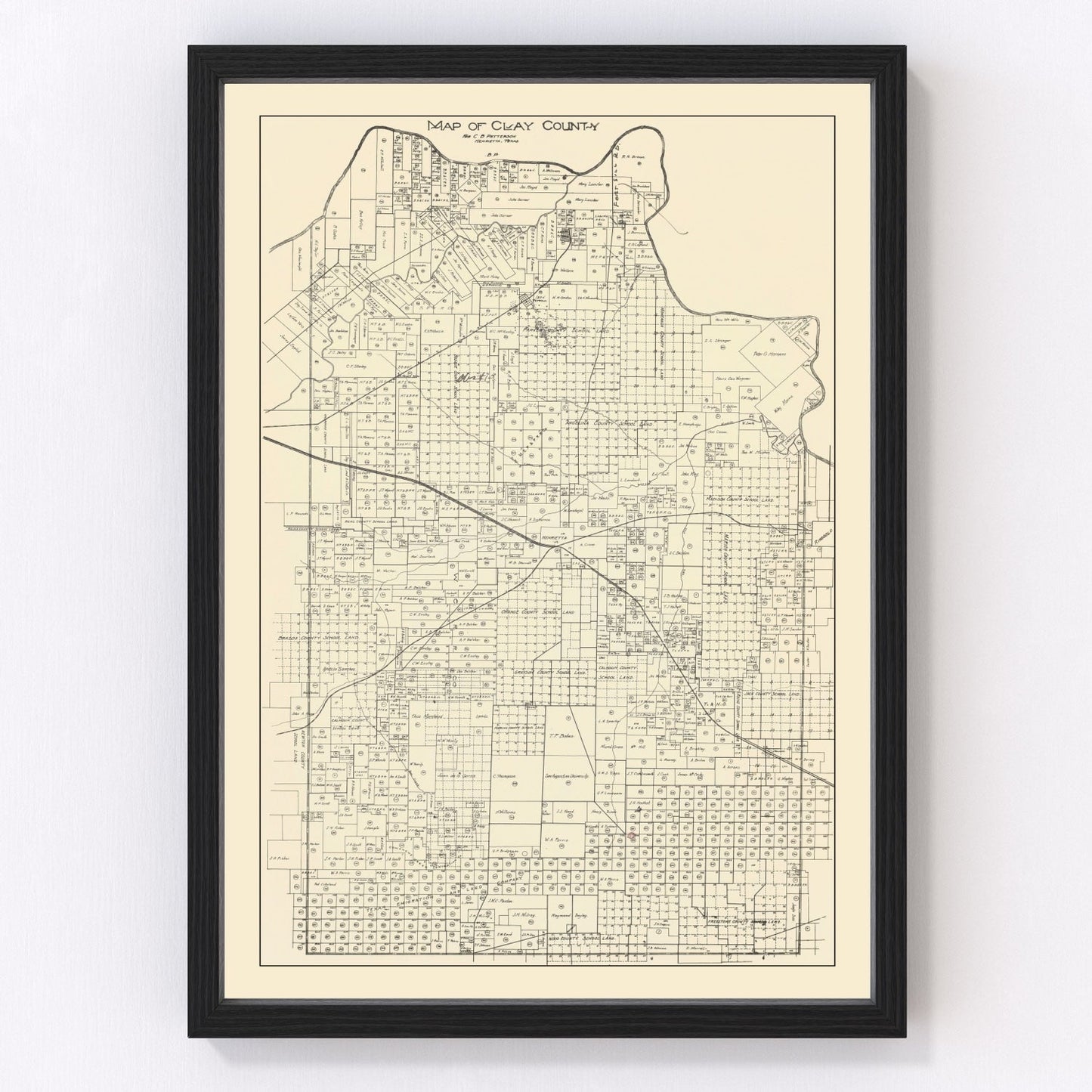vintage map of Clay County, Texas, 1882