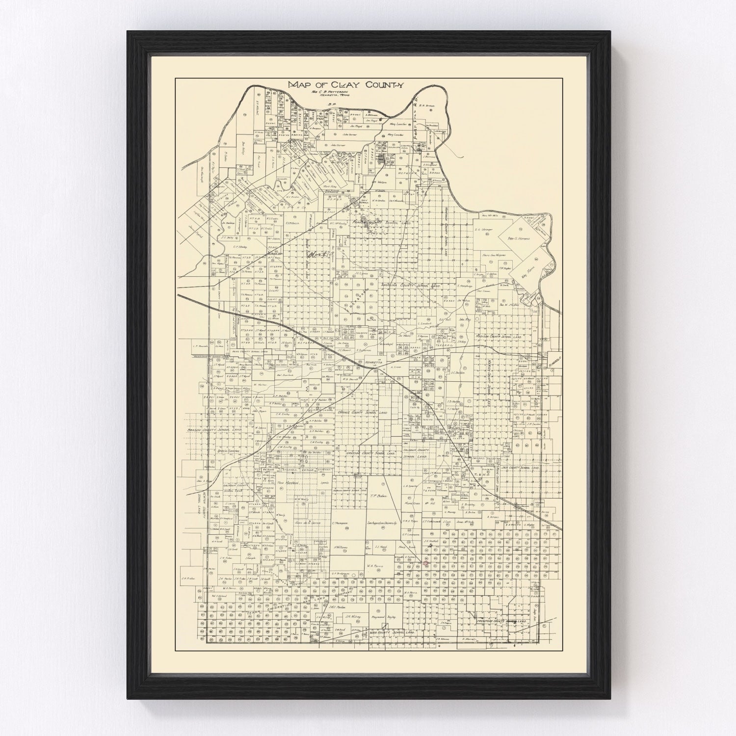vintage map of Clay County, Texas, 1882