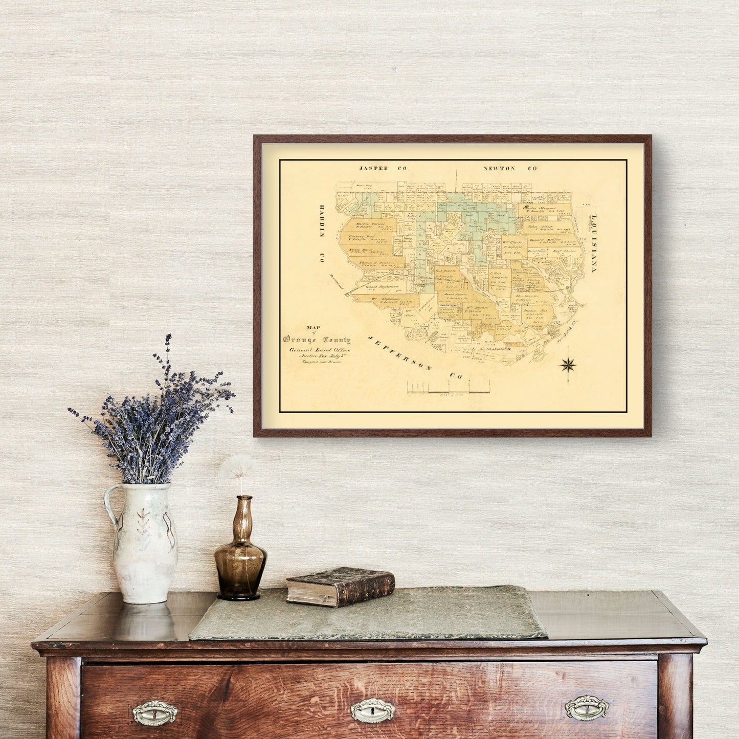 Vintage Map of Orange County, Texas, 1880