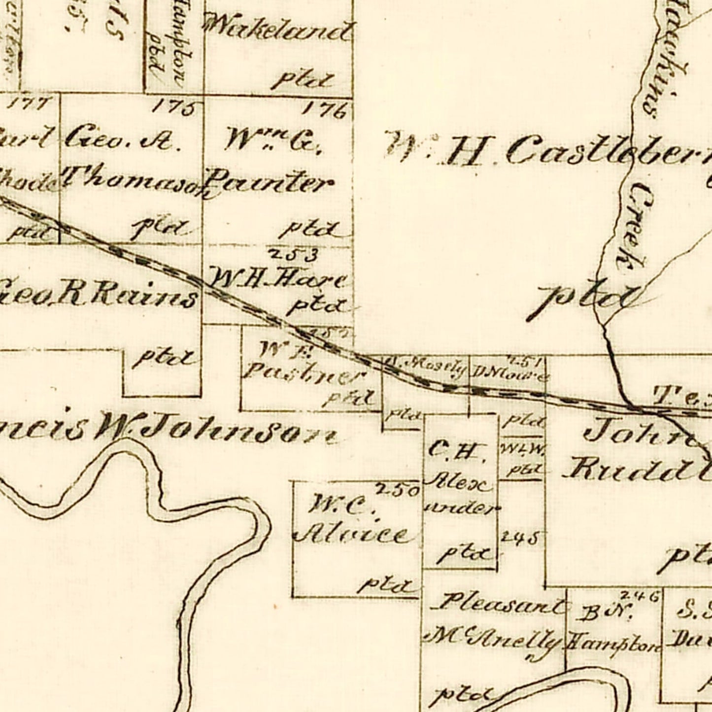 Vintage Map of Gregg County, Texas, 1887