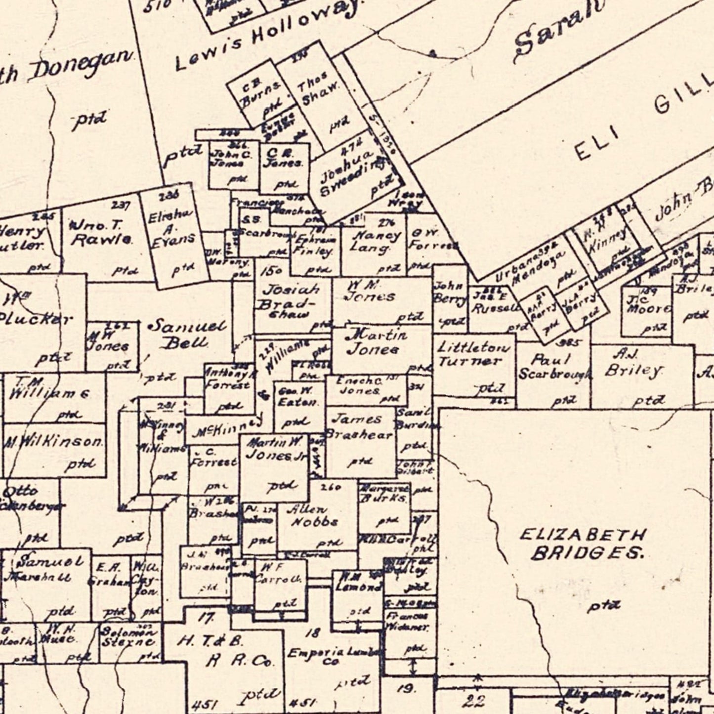 Vintage Map of Angelina County, Texas, 1899
