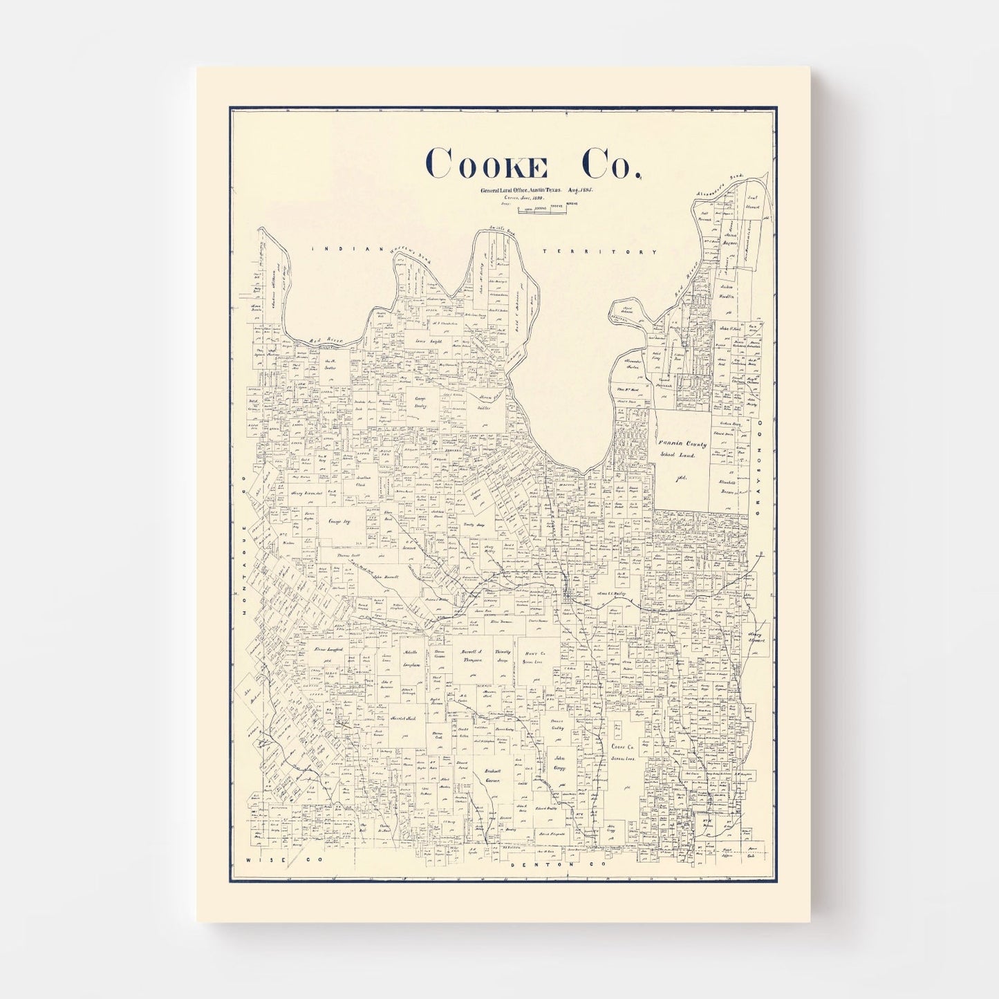 Vintage Map of Cooke County, Texas, 1899