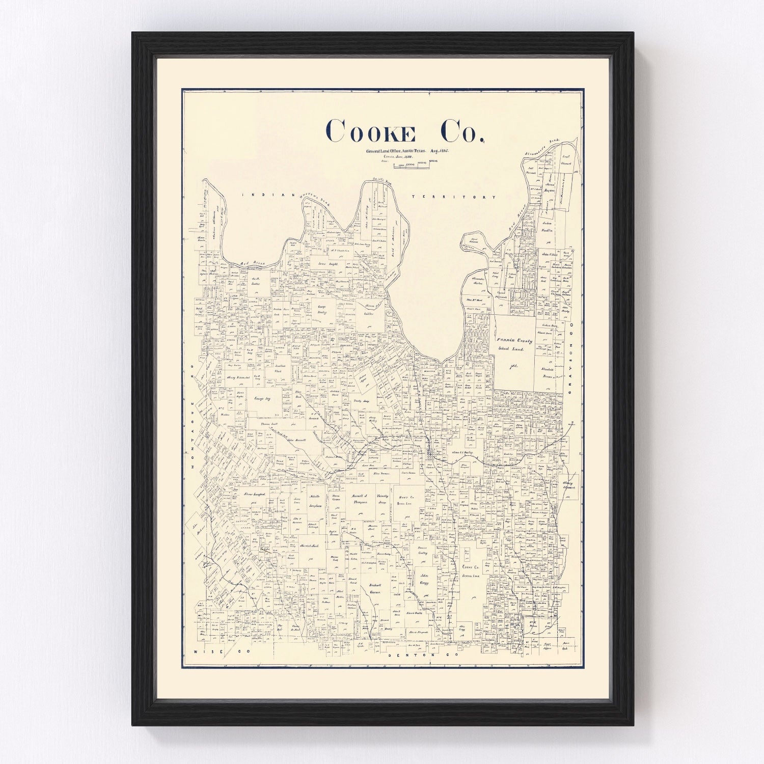 Vintage map of Cooke County, Texas, 1899