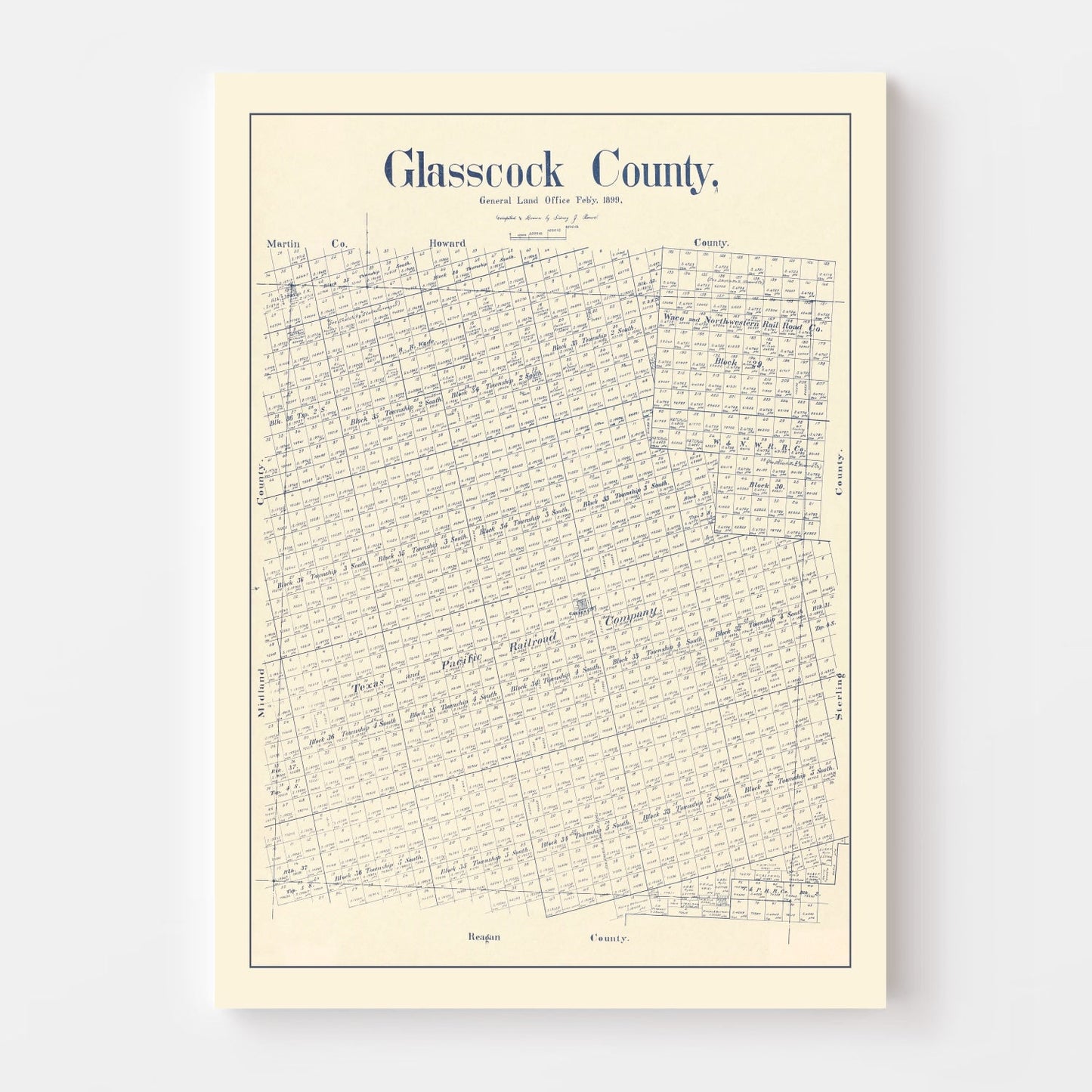 Vintage Map of Glasscock County, Texas, 1899
