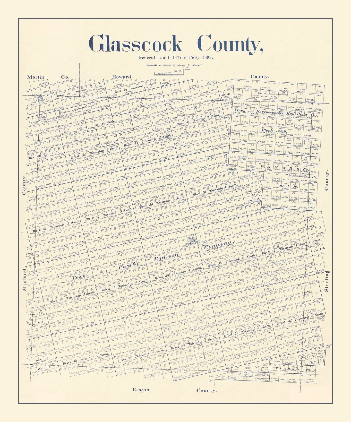 Vintage Map of Glasscock County, Texas, 1899