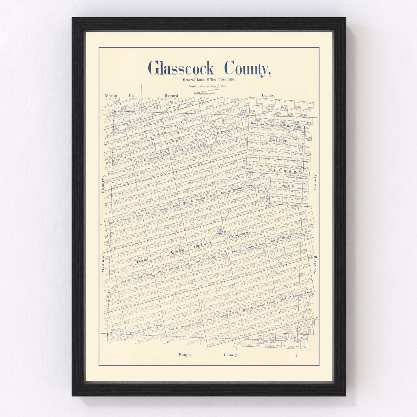 Vintage map of Glasscock County, Texas, 1899