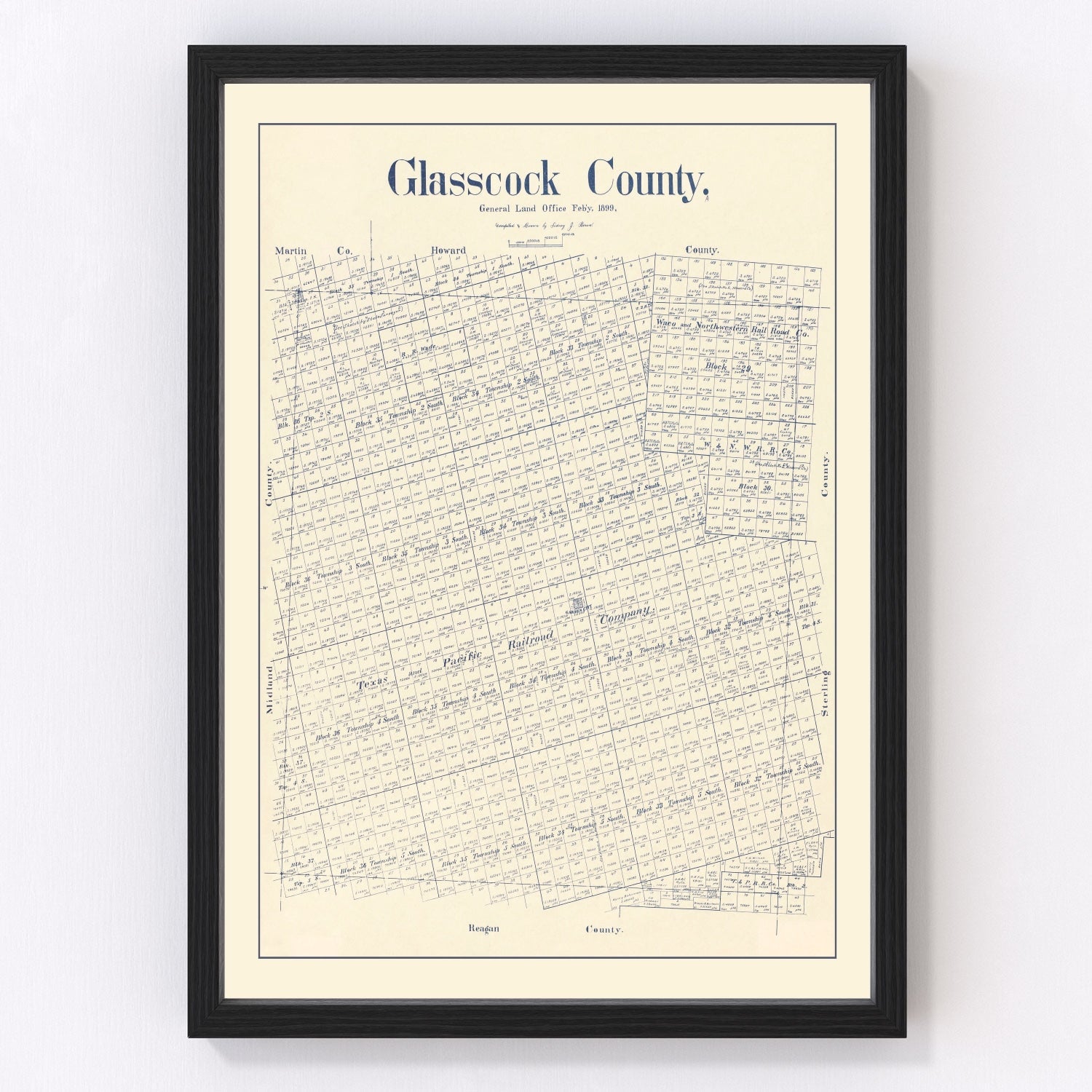 Vintage map of Glasscock County, Texas, 1899
