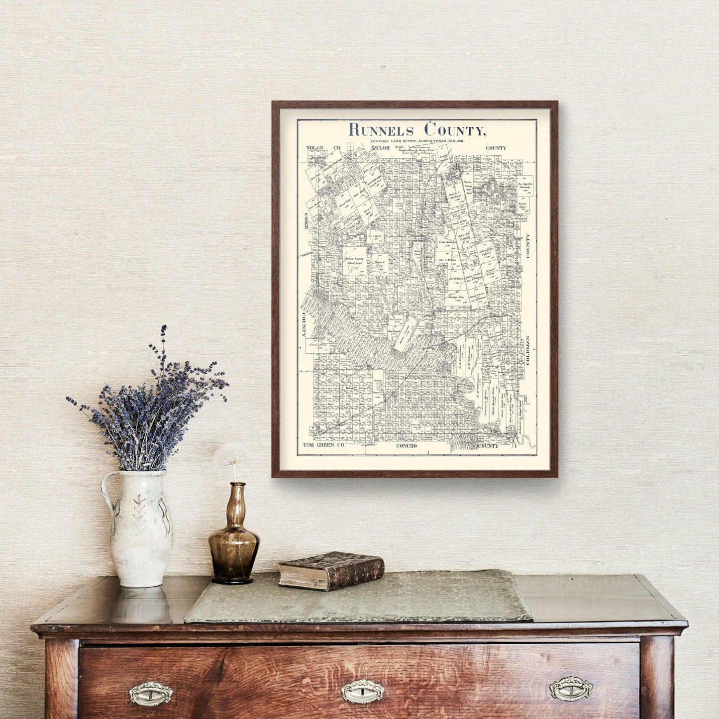 Vintage Map of Runnels County, Texas, 1898