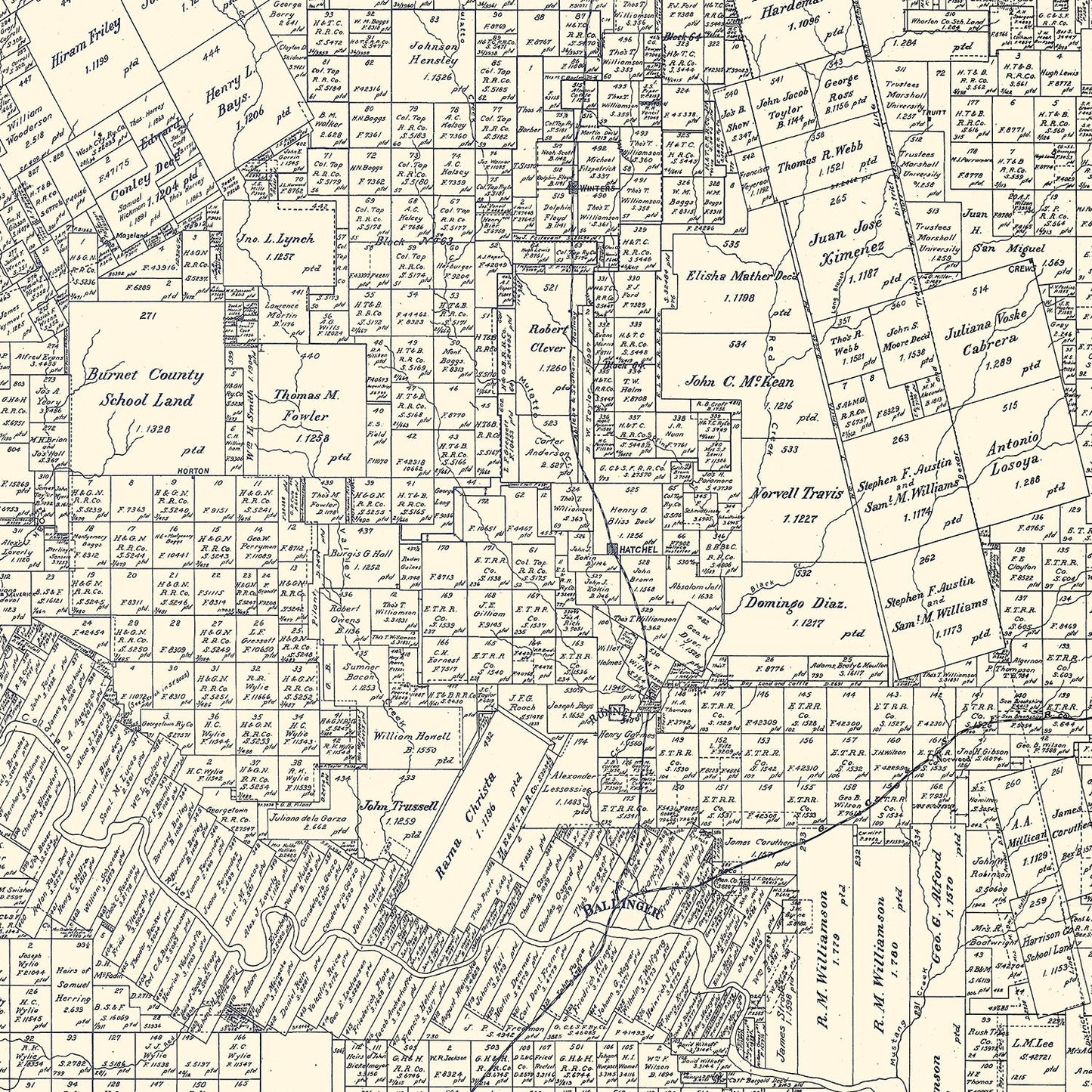 Vintage Map of Runnels County, Texas, 1898