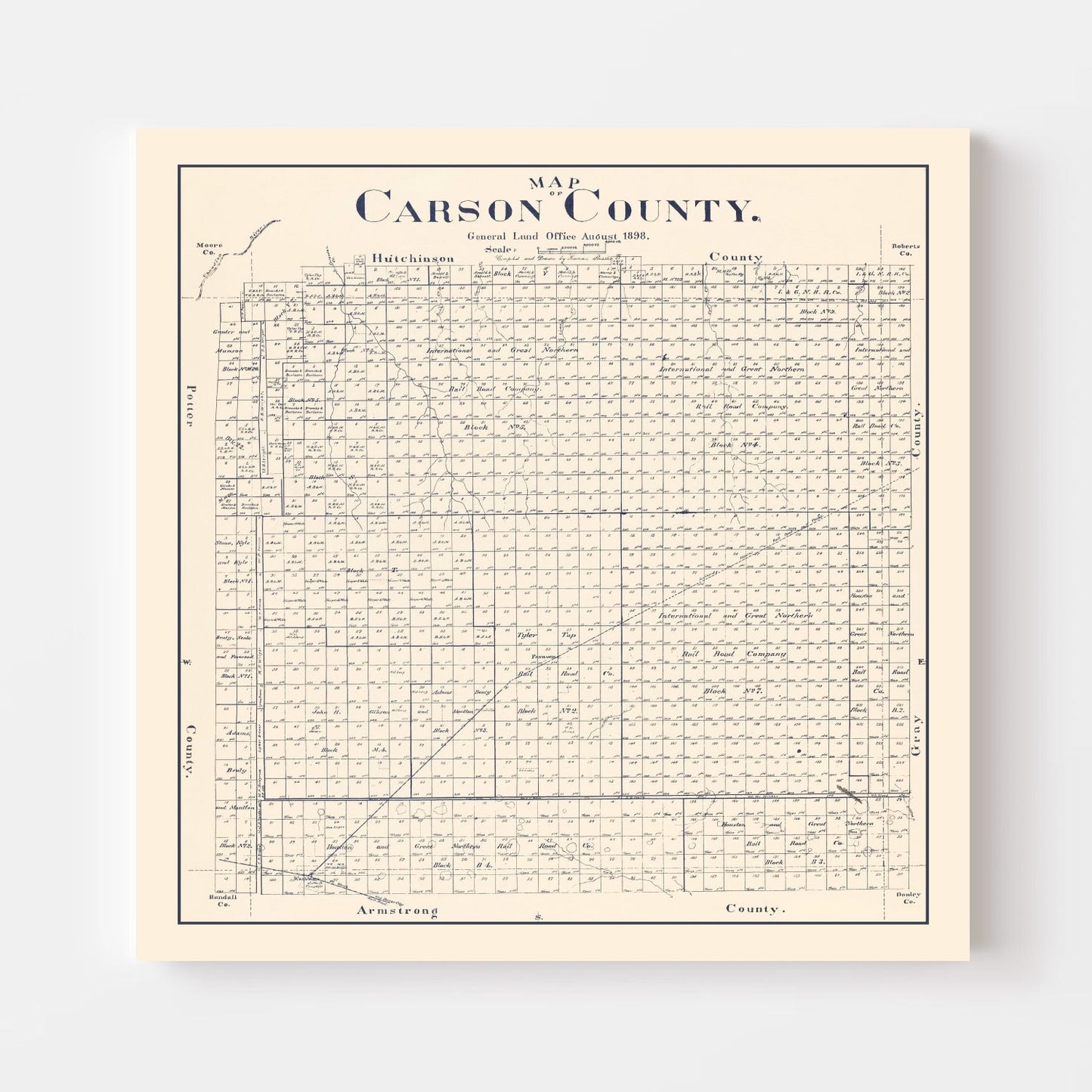 Vintage Map of Carson County, Texas, 1898