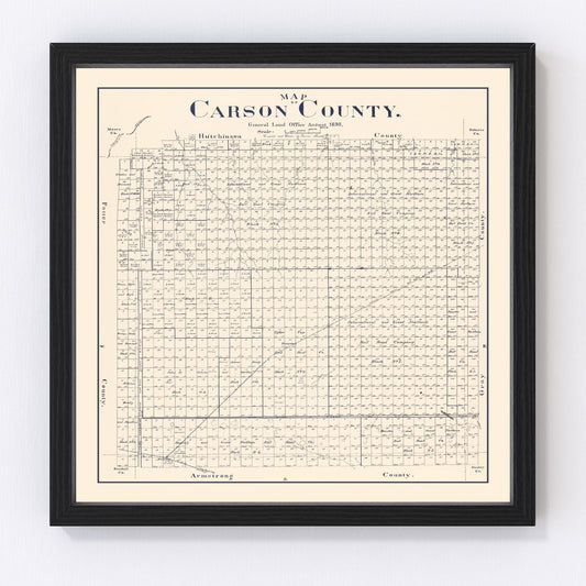 Vintage map of Carson County, Texas, 1898, restored vintage wall art print