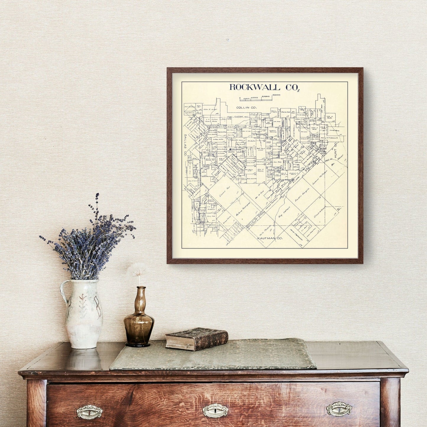 Vintage Map of Rockwall County, Texas, 1890