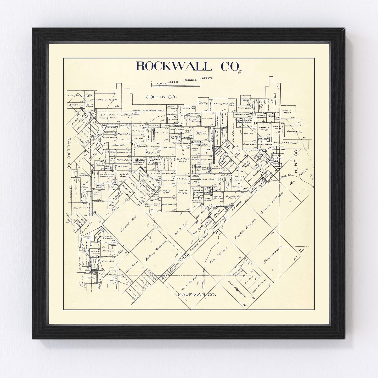 vintage map of Rockwall County, Texas, 1890
