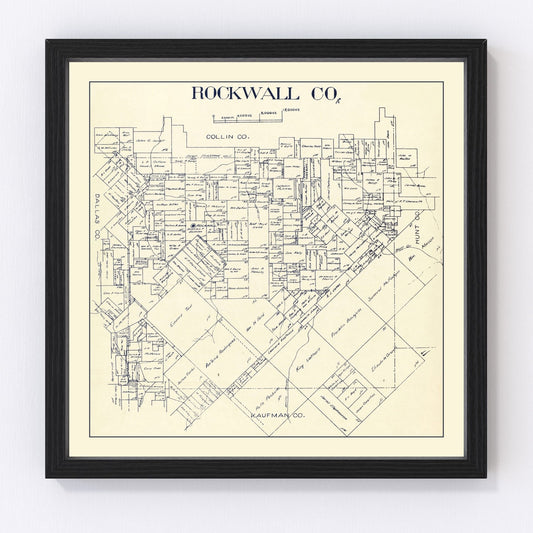 vintage map of Rockwall County, Texas, 1890