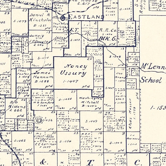 Vintage Map of Eastland County, Texas, 1896