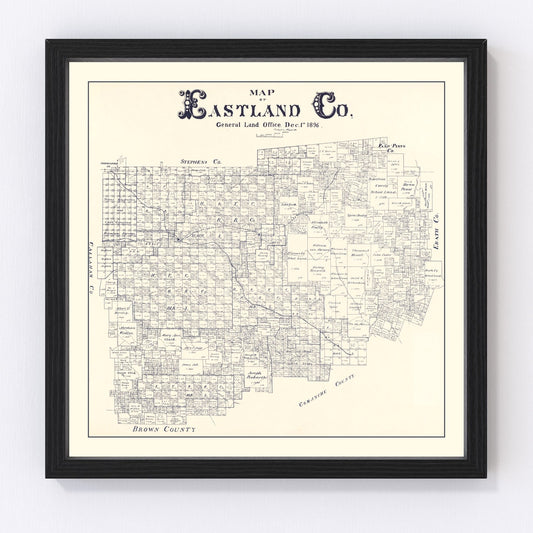 Vintage map of Eastland County, Texas, 1896
