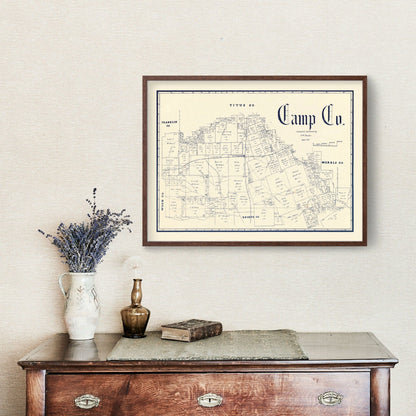Vintage Map of Camp County, Texas, 1897 | Wall Art