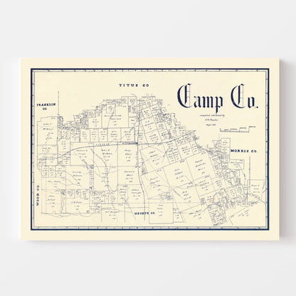 Vintage Map of Camp County, Texas, 1897 | Wall Art