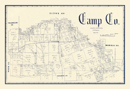 Vintage Map of Camp County, Texas, 1897 | Wall Art