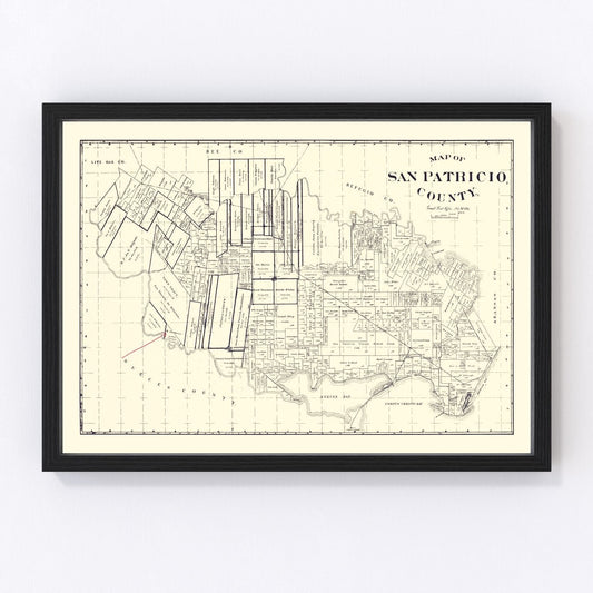 Vintage map of San Patricio County, Texas, 1896